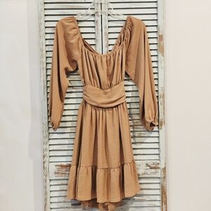 FOROLAV FAIRY BOHO ROMANCE MINI DRESS Womens S Chocolate Brown Coquette Lolita